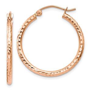 2mm, 14k Rose Gold Diamond-cut Hoops, 25mm (1 Inch)